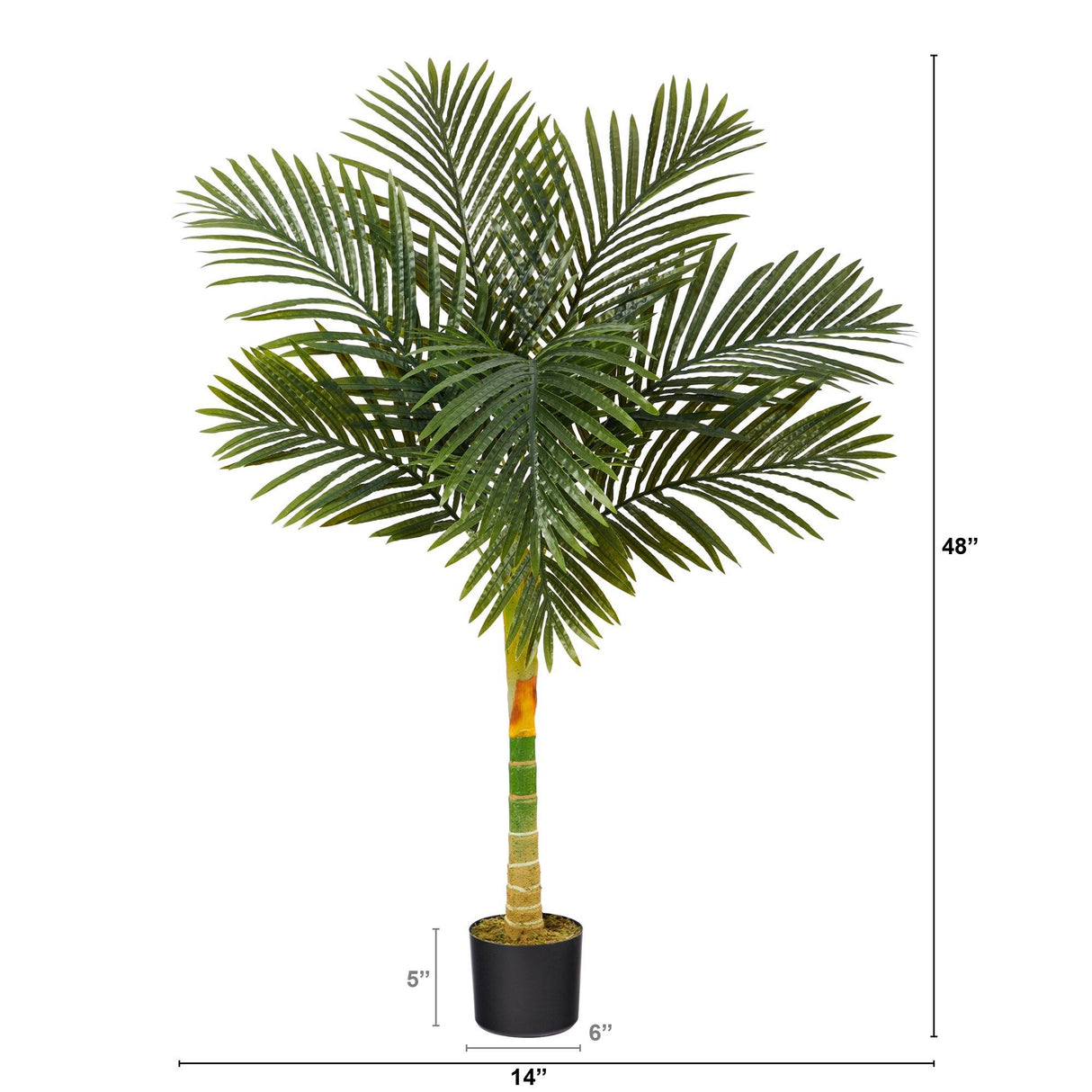 4’ Single Stalk Golden Cane Artificial Palm Tree-Parc Decor