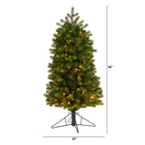 4’ Slim Colorado Mountain Spruce Artificial Christmas Tree with 150 (Multifunction) Micro LED Lights and 360 Branches-Parc Decor