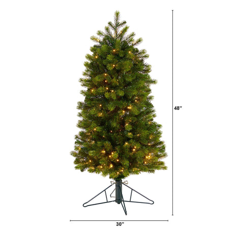 4’ Slim Colorado Mountain Spruce Artificial Christmas Tree with 150 (Multifunction) Micro LED Lights and 360 Branches-Parc Decor