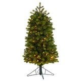 4’ Slim Colorado Mountain Spruce Artificial Christmas Tree with 150 (Multifunction) Micro LED Lights and 360 Branches-Parc Decor