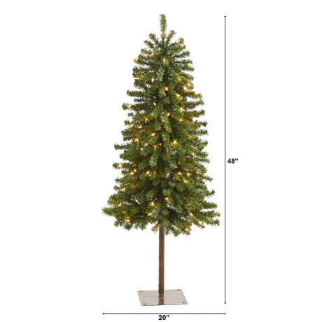 4' Alpine Artificial Christmas Tree with 100 Lights and 260 Bendable Branches-Christmas Tree-Parc Decor