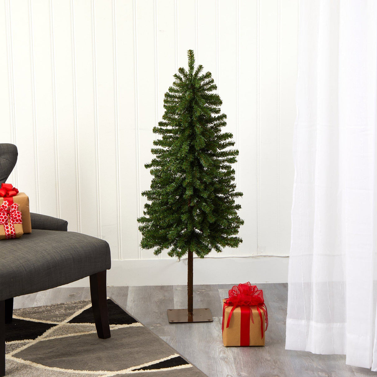 4' Alpine Artificial Christmas Tree with 100 Lights and 260 Bendable Branches-Christmas Tree-Parc Decor