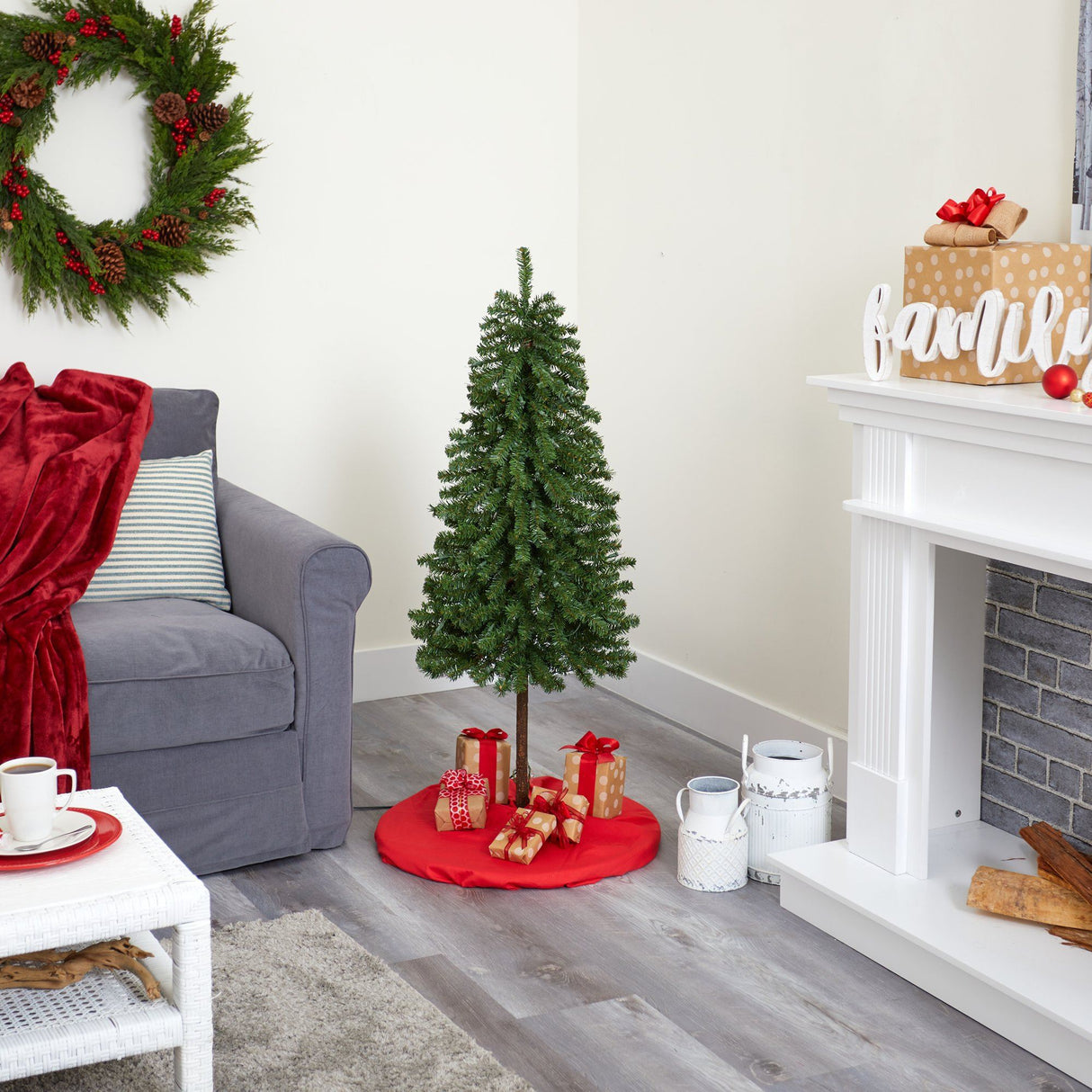 4' Alpine Artificial Christmas Tree with 100 Lights and 260 Bendable Branches-Christmas Tree-Parc Decor