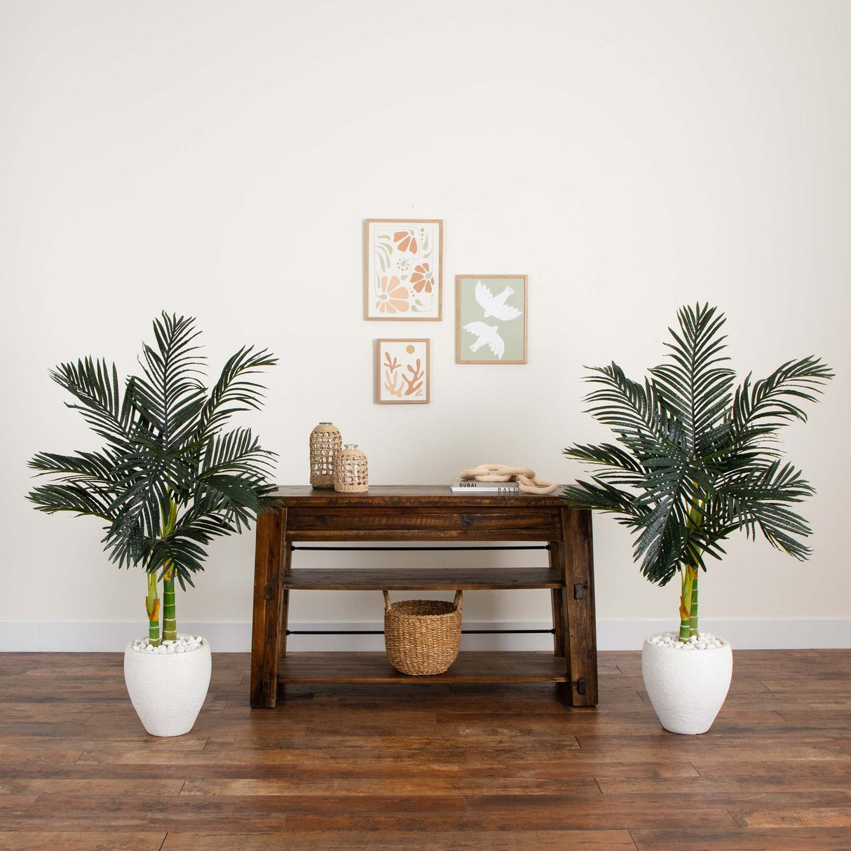 4’ Artificial Double Stalk Golden Cane Palm Tree- Set of 2-Tree-Parc Decor