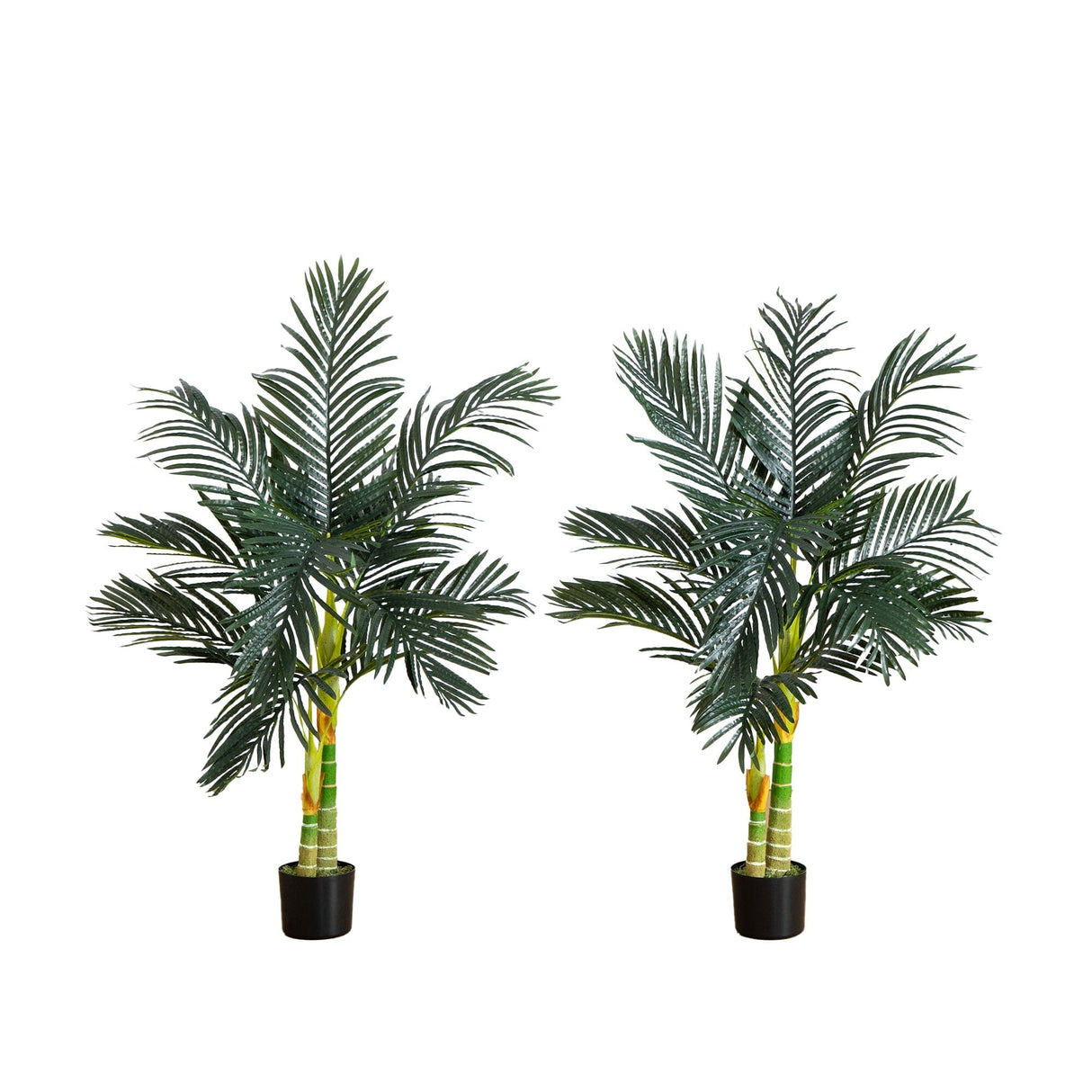 4’ Artificial Double Stalk Golden Cane Palm Tree- Set of 2-Tree-Parc Decor