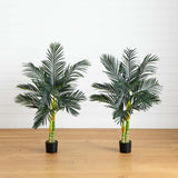 4’ Artificial Double Stalk Golden Cane Palm Tree- Set of 2-Tree-Parc Decor