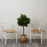 4' Artificial Fiddle Leaf Fig Tree with Handmade Jute & Cotton Basket with Tassels DIY KIT-Plant in Planter-Parc Decor