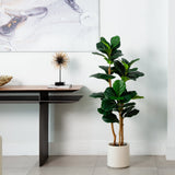 4’ Artificial Fiddle Leaf Tree in Decorative White Planter-Tree-Parc Decor