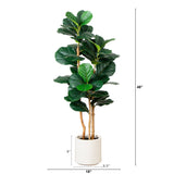 4’ Artificial Fiddle Leaf Tree in Decorative White Planter-Tree-Parc Decor