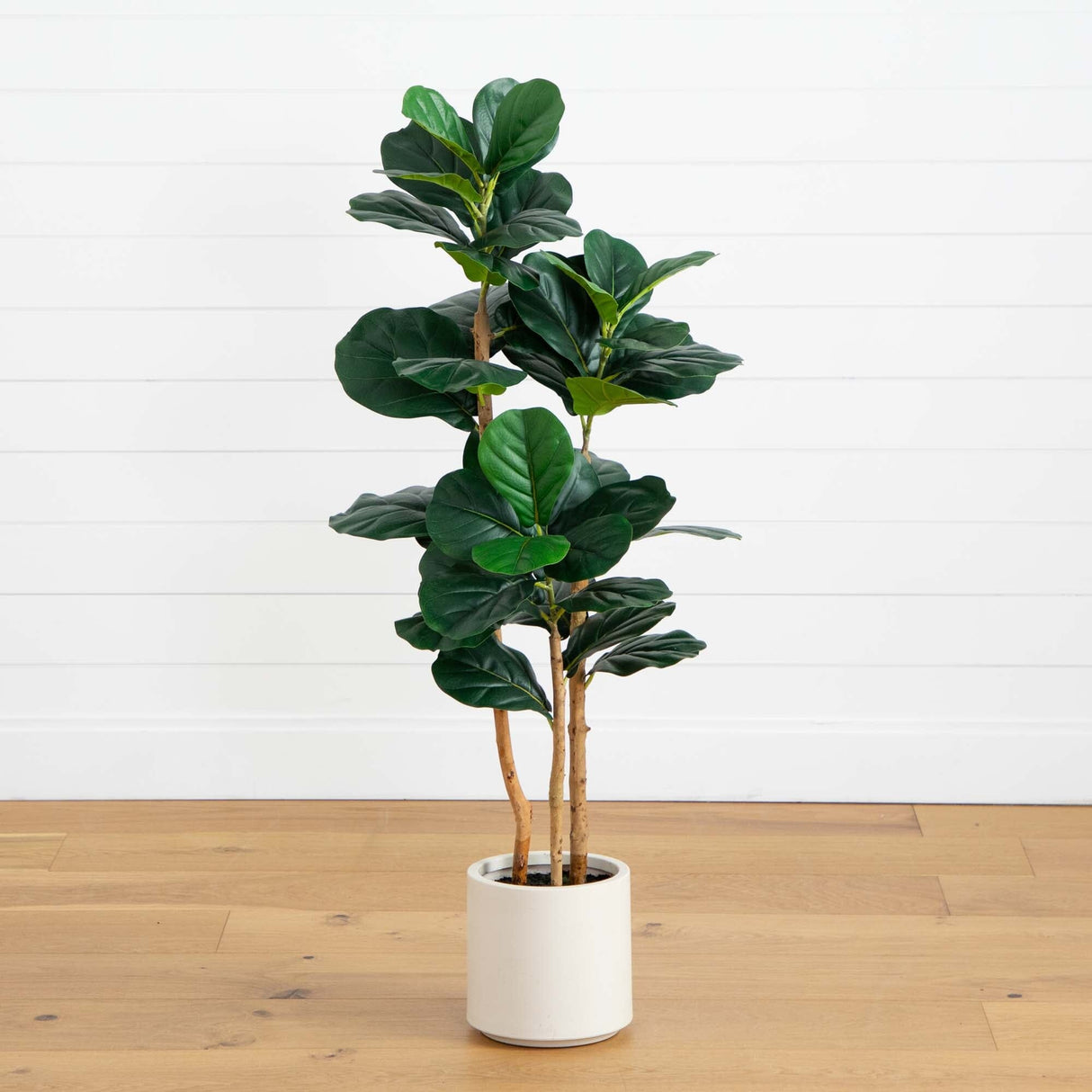 4’ Artificial Fiddle Leaf Tree in Decorative White Planter-Tree-Parc Decor