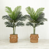 4' Artificial Paradise Palm Tree with Handmade Jute & Cotton Basket with Tassels DIY KIT - Set of 2-Plant in Planter-Parc Decor