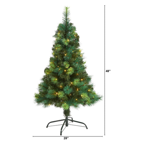 4' Assorted Green Scotch Pine Artificial Christmas Tree with 70 LED Lights-Christmas Tree-Parc Decor