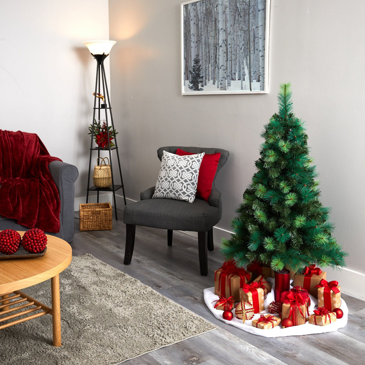 4' Assorted Green Scotch Pine Artificial Christmas Tree with 70 LED Lights-Christmas Tree-Parc Decor