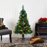 4' Assorted Green Scotch Pine Artificial Christmas Tree with 70 LED Lights-Christmas Tree-Parc Decor