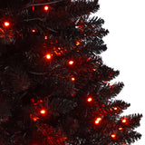 4’ Black Halloween Artificial Christmas Tree in Urn with 100 Orange LED Lights-Christmas Tree-Parc Decor