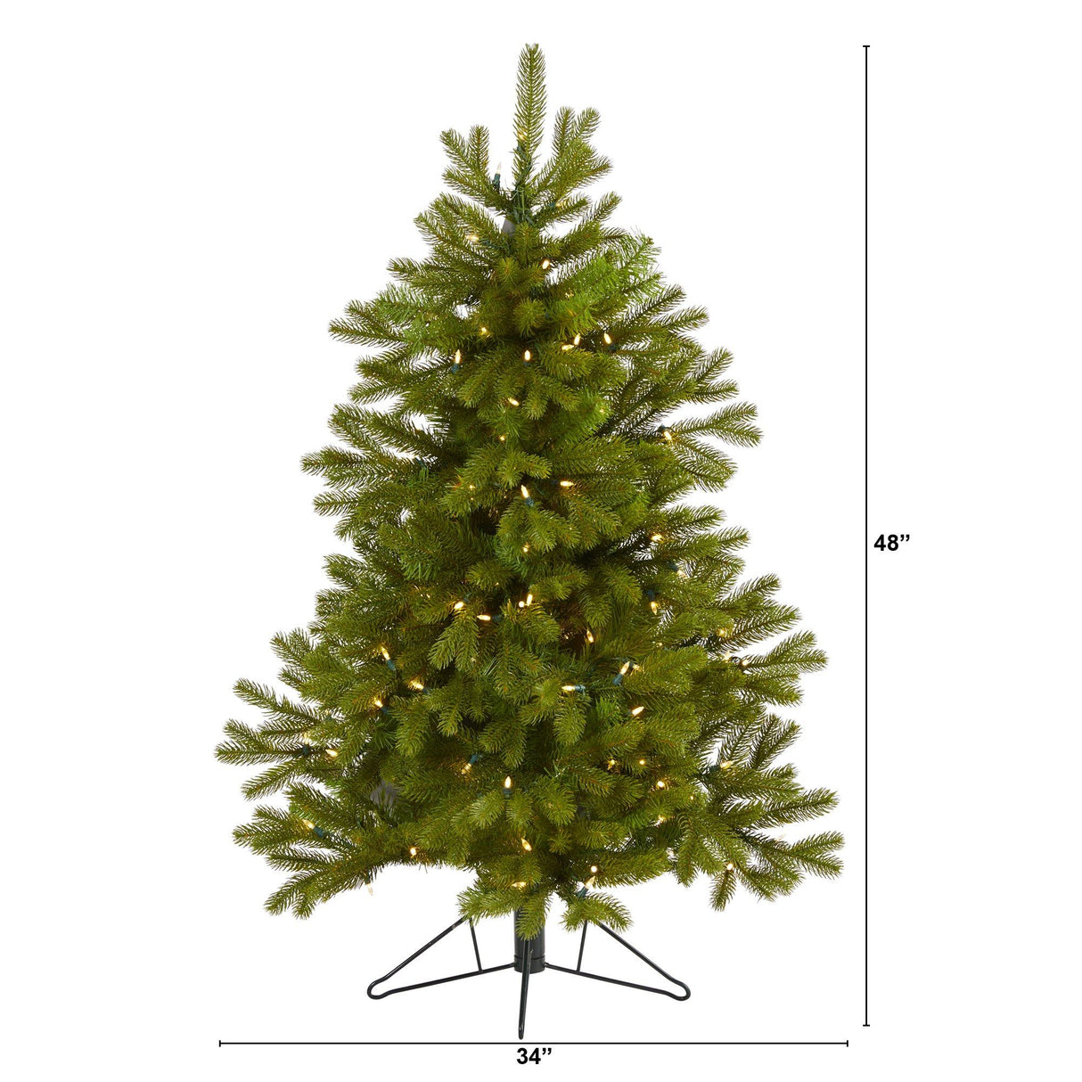 4' Cambridge Spruce Flat Back Artificial Christmas Tree with 100 Warm White (Multifunction) LED Lights and 221 Bendable Branches-Christmas Tree-Parc Decor