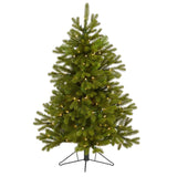 4' Cambridge Spruce Flat Back Artificial Christmas Tree with 100 Warm White (Multifunction) LED Lights and 221 Bendable Branches-Christmas Tree-Parc Decor