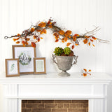 4’ Fall Foliage, Berries and Twig Artificial Garland-Garland-Parc Decor