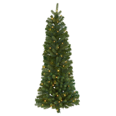 4' Flat Back Wall Hanging Artificial Christmas Tree with 50 Clear LED Lights-Christmas Tree-Parc Decor