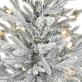 4’ Flocked Fraser Fir Artificial Christmas Tree with 200 Warm White Lights and 481 Bendable Branches in Gray Planter-Christmas Tree-Parc Decor