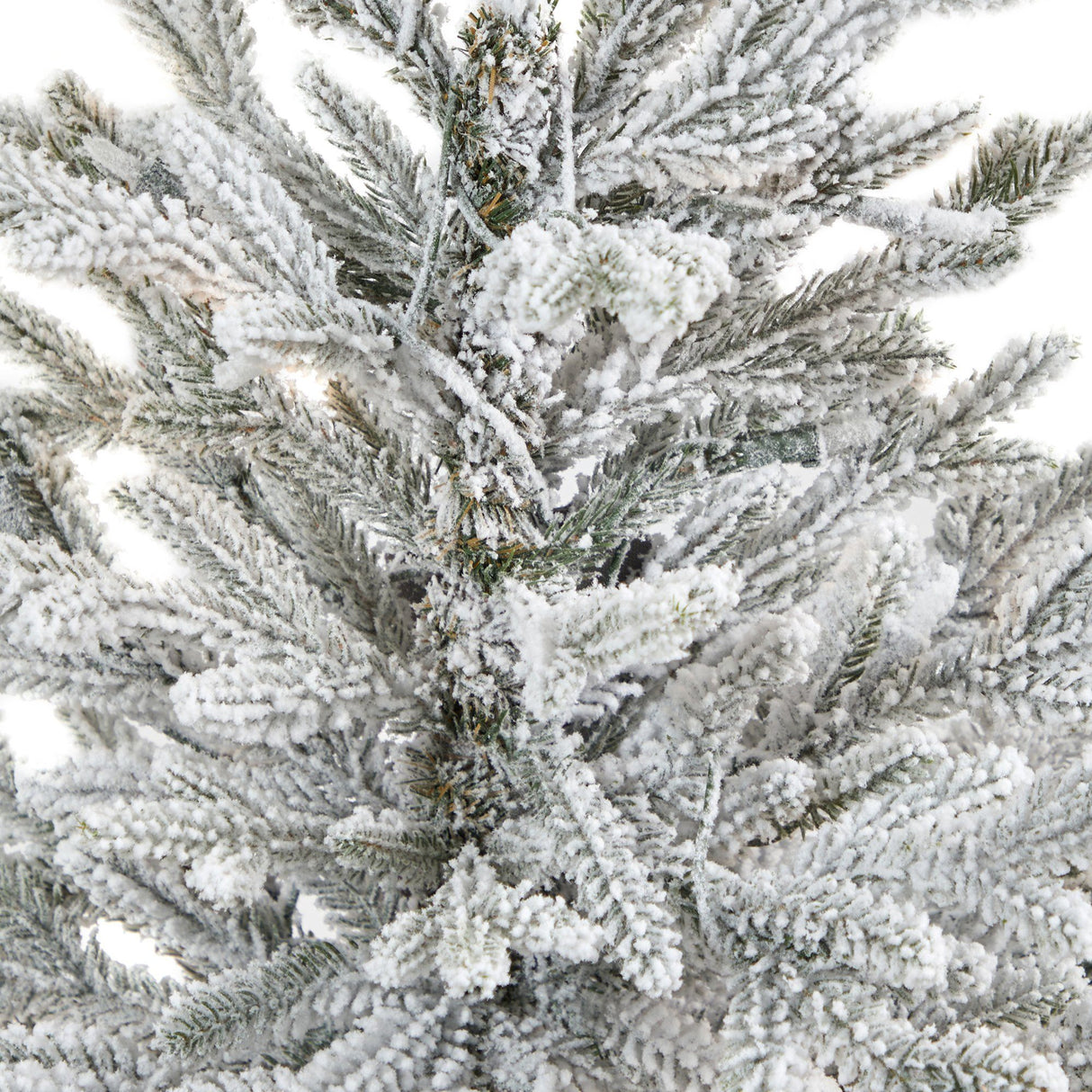 4’ Flocked Fraser Fir Artificial Christmas Tree with 200 Warm White Lights and 481 Bendable Branches in Gray Planter-Christmas Tree-Parc Decor