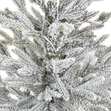 4’ Flocked Fraser Fir Artificial Christmas Tree with 200 Warm White Lights and 481 Bendable Branches in Gray Planter-Christmas Tree-Parc Decor