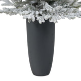 4’ Flocked Fraser Fir Artificial Christmas Tree with 200 Warm White Lights and 481 Bendable Branches in Gray Planter-Christmas Tree-Parc Decor