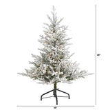 4’ Flocked Fraser Fir Artificial Christmas Tree with 300 Warm White Lights and 967 Bendable Branches-Christmas Tree-Parc Decor