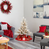 4’ Flocked Fraser Fir Artificial Christmas Tree with 300 Warm White Lights and 967 Bendable Branches-Christmas Tree-Parc Decor