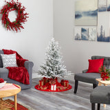 4’ Flocked Fraser Fir Artificial Christmas Tree with 300 Warm White Lights and 967 Bendable Branches-Christmas Tree-Parc Decor