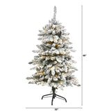 4’ Flocked Livingston Fir Artificial Christmas Tree with Pine Cones and 150 Clear Warm LED Lights-Christmas Tree-Parc Decor