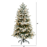 4’ Flocked North Carolina Fir Christmas Tree with 250 Warm White Lights and 779 Bendable Branches-Christmas Tree-Parc Decor