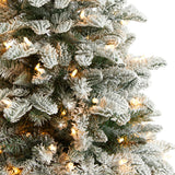 4’ Flocked North Carolina Fir Christmas Tree with 250 Warm White Lights and 779 Bendable Branches-Christmas Tree-Parc Decor