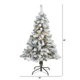4' Flocked Rock Springs Spruce Artificial Christmas Tree with 100 Clear LED Lights-Christmas Tree-Parc Decor