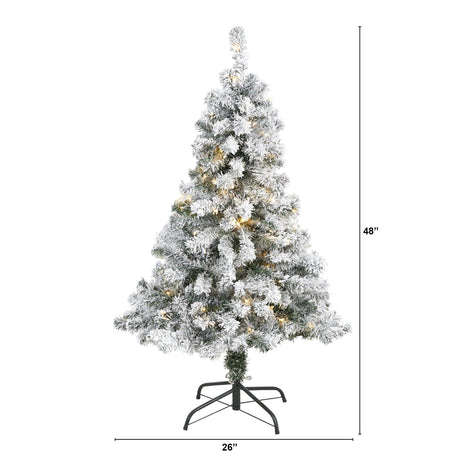 4' Flocked Rock Springs Spruce Artificial Christmas Tree with 100 Clear LED Lights-Christmas Tree-Parc Decor