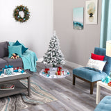 4' Flocked Rock Springs Spruce Artificial Christmas Tree with 100 Clear LED Lights-Christmas Tree-Parc Decor