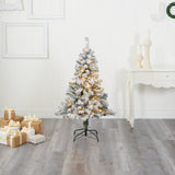 4' Flocked Rock Springs Spruce Artificial Christmas Tree with 100 Clear LED Lights-Christmas Tree-Parc Decor