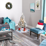 4' Flocked Rock Springs Spruce Artificial Christmas Tree with 100 Clear LED Lights-Christmas Tree-Parc Decor