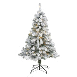 4' Flocked Rock Springs Spruce Artificial Christmas Tree with 100 Clear LED Lights-Christmas Tree-Parc Decor