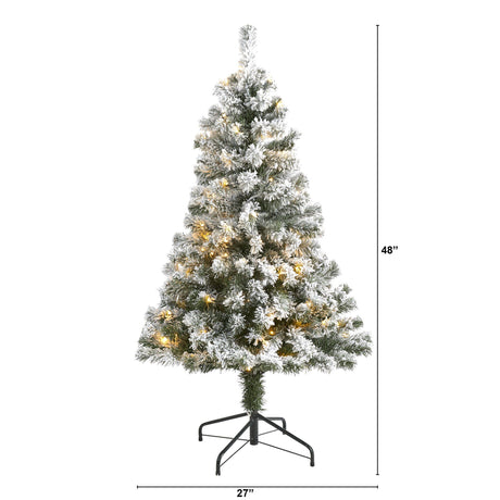 4' Flocked West Virginia Fir Artificial Christmas Tree with 100 Clear LED Lights-Christmas Tree-Parc Decor