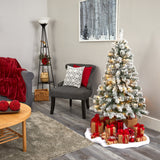 4' Flocked West Virginia Fir Artificial Christmas Tree with 100 Clear LED Lights-Christmas Tree-Parc Decor