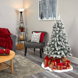 4' Flocked West Virginia Fir Artificial Christmas Tree with 100 Clear LED Lights-Christmas Tree-Parc Decor