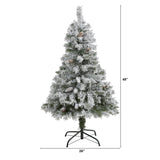 4' Flocked White River Mountain Pine Artificial Christmas Tree with Pinecones-Christmas Tree-Parc Decor