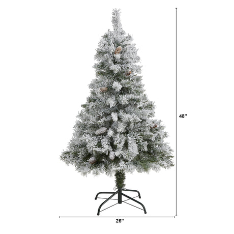 4' Flocked White River Mountain Pine Artificial Christmas Tree with Pinecones-Christmas Tree-Parc Decor