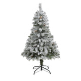 4' Flocked White River Mountain Pine Artificial Christmas Tree with Pinecones-Christmas Tree-Parc Decor