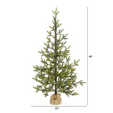 4’ Fraser Fir “Natural Look” Artificial Christmas Tree with 100 Clear LED Lights, a Burlap Base and 403 Bendable Branches-Christmas Tree-Parc Decor