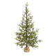 4’ Fraser Fir “Natural Look” Artificial Christmas Tree with 100 Clear LED Lights, a Burlap Base and 403 Bendable Branches-Christmas Tree-Parc Decor