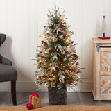 4' Frosted Artificial Christmas Tree Pre-Lit with 105 lights in Decorative Planter-Christmas Tree-Parc Decor