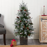 4' Frosted Artificial Christmas Tree Pre-Lit with 105 lights in Decorative Planter-Christmas Tree-Parc Decor