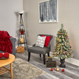 4’ Frosted Pine, Pinecone and Berries Artificial Christmas Tree with 100 Clear LED Lights in Decorative Urn-Christmas Tree-Parc Decor